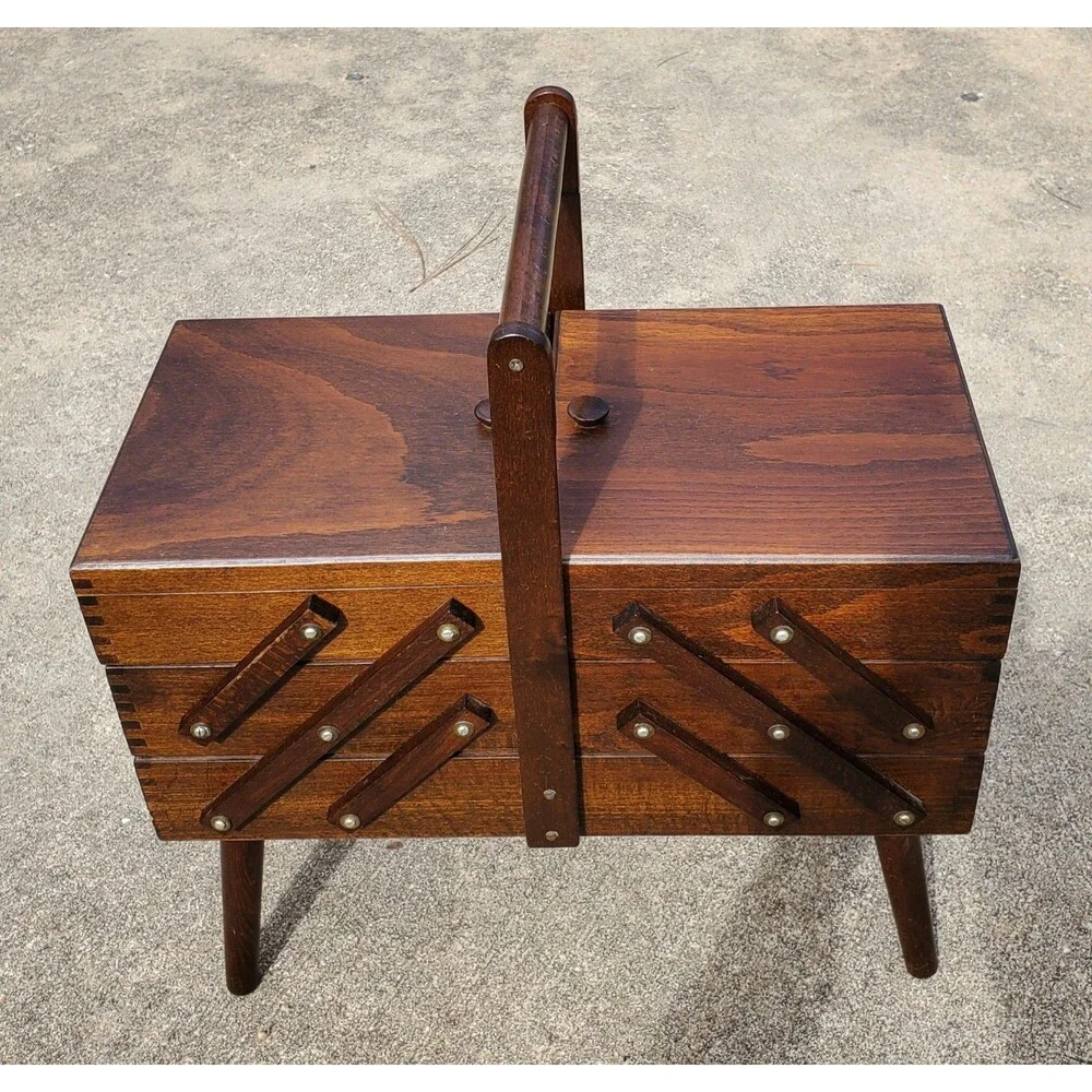 Vintage Wooden Sewing Box Romania